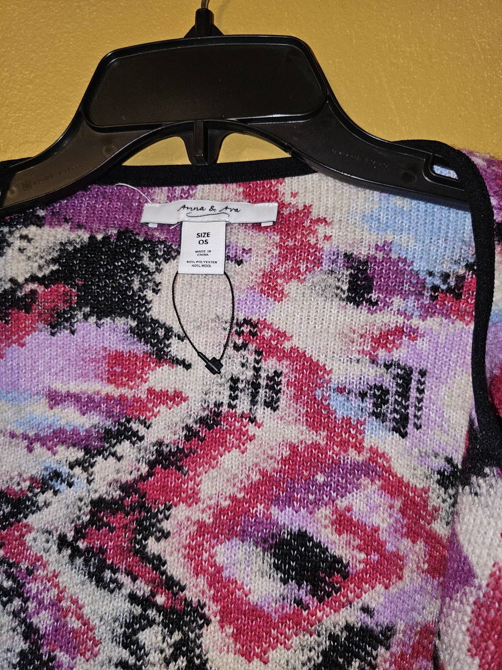 Anna & Ava Pink Purple Black Multi Knit Crewneck Sweater